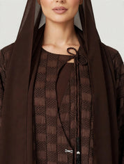 C 2773-02 Premium Turkish Cupro Mocha Checker Abaya