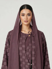 C 2773-04 Premium Turkish Cupro Plum Checker Abaya