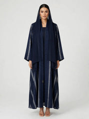 C 2774-01 Navy Winter Linen Abaya
