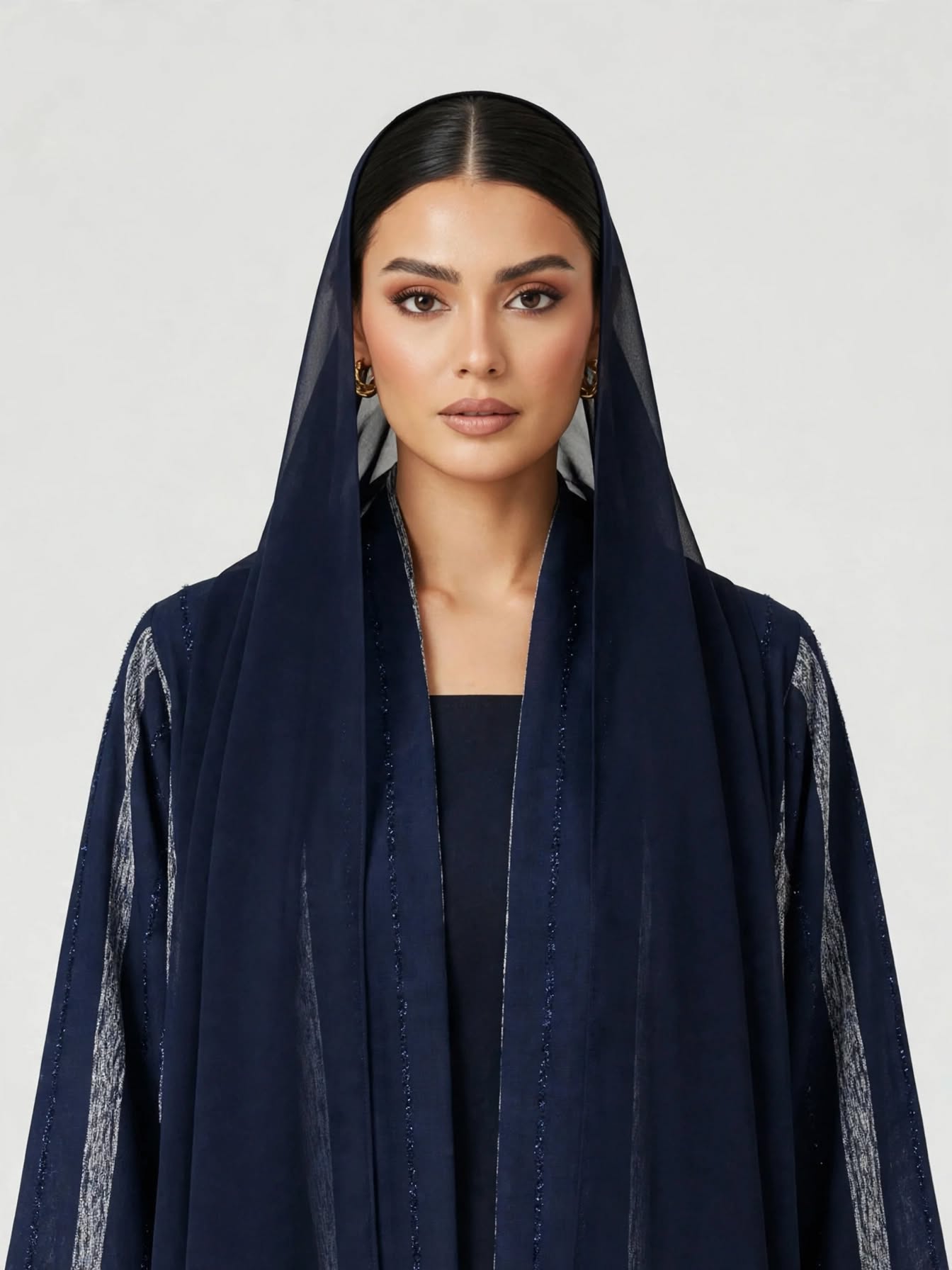 C 2774-01 Navy Winter Linen Abaya