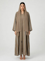 C 2774-02 Beige Winter Linen Abaya