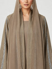 C 2774-02 Beige Winter Linen Abaya