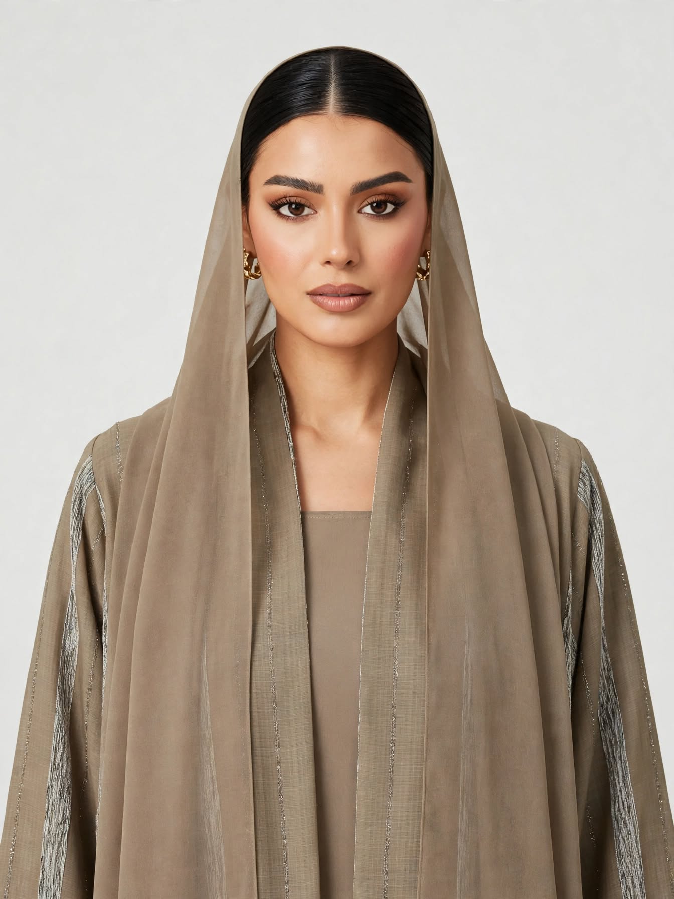 C 2774-02 Beige Winter Linen Abaya