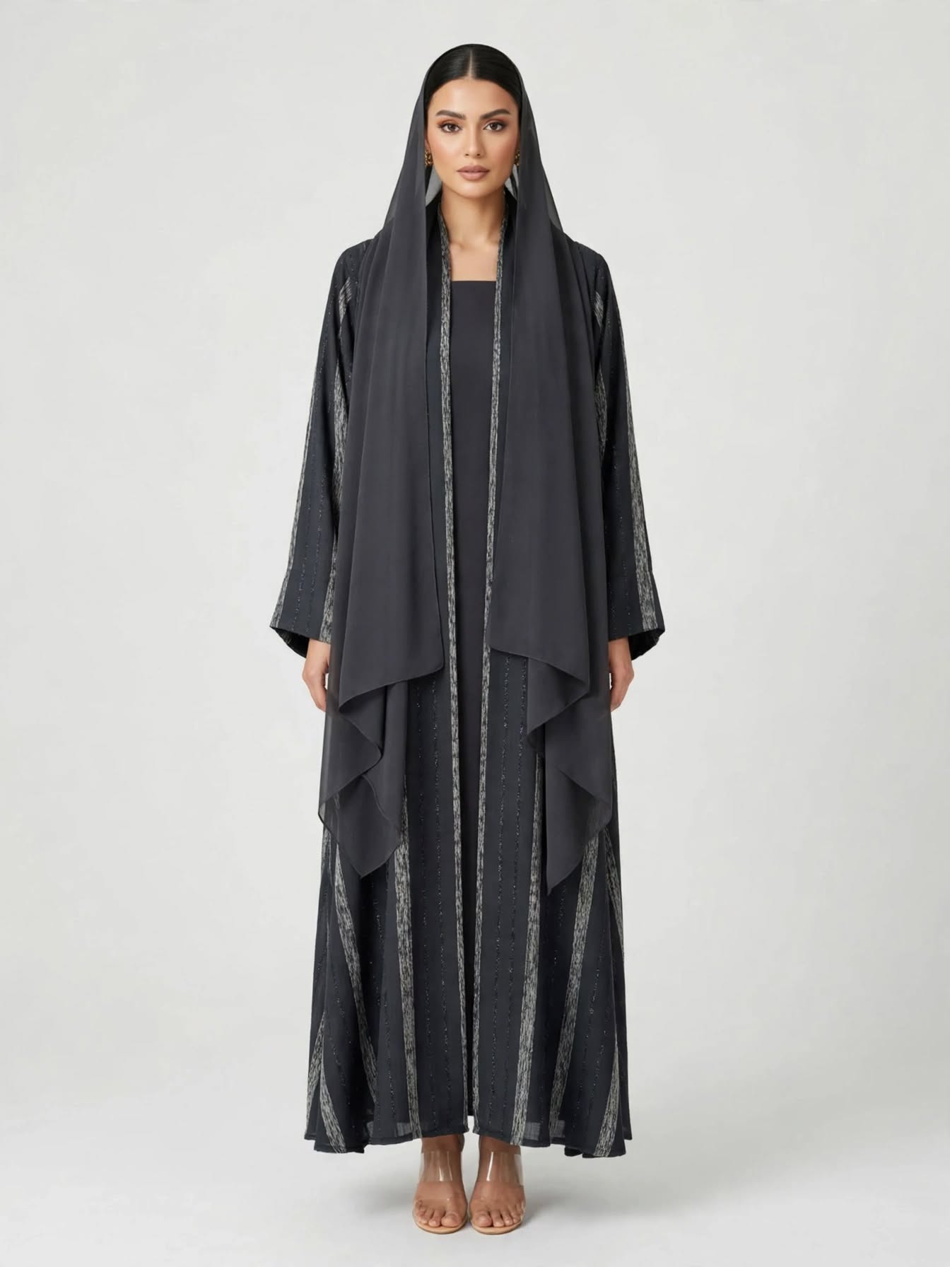 C 2774-03 Charcoal Winter Linen Abaya