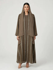 C 2774-04 Taupe Winter Linen Abaya