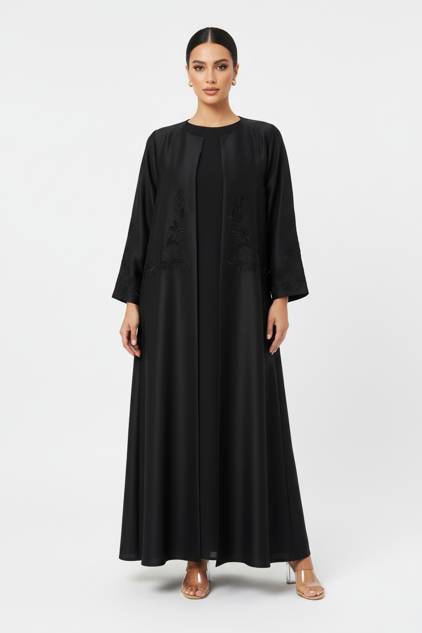 C 2775 Black Beaded Abaya