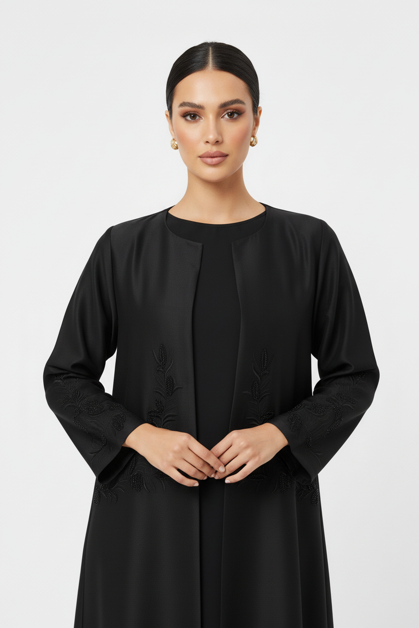 C 2775 Black Beaded Abaya