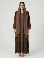 C 2776-01 Caramel Dantel Abaya