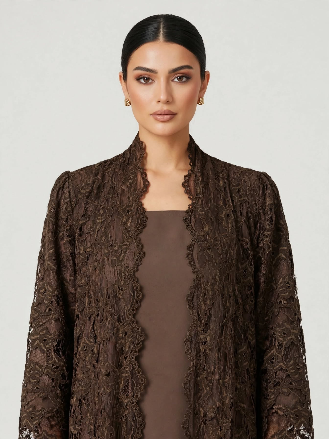 C 2776-01 Caramel Dantel Abaya