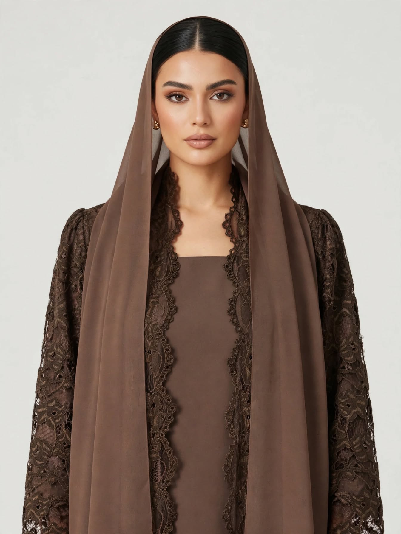 C 2776-01 Caramel Dantel Abaya