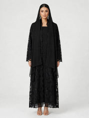 C 2776-03 Black Dantel Abaya
