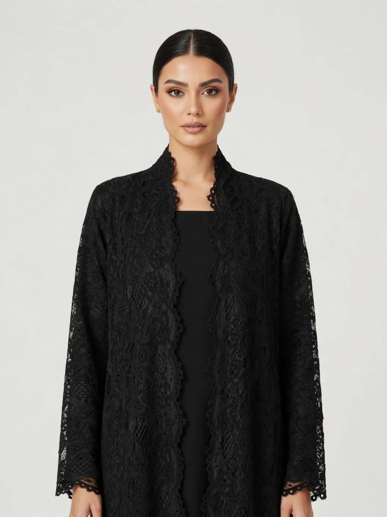 C 2776-03 Black Dantel Abaya