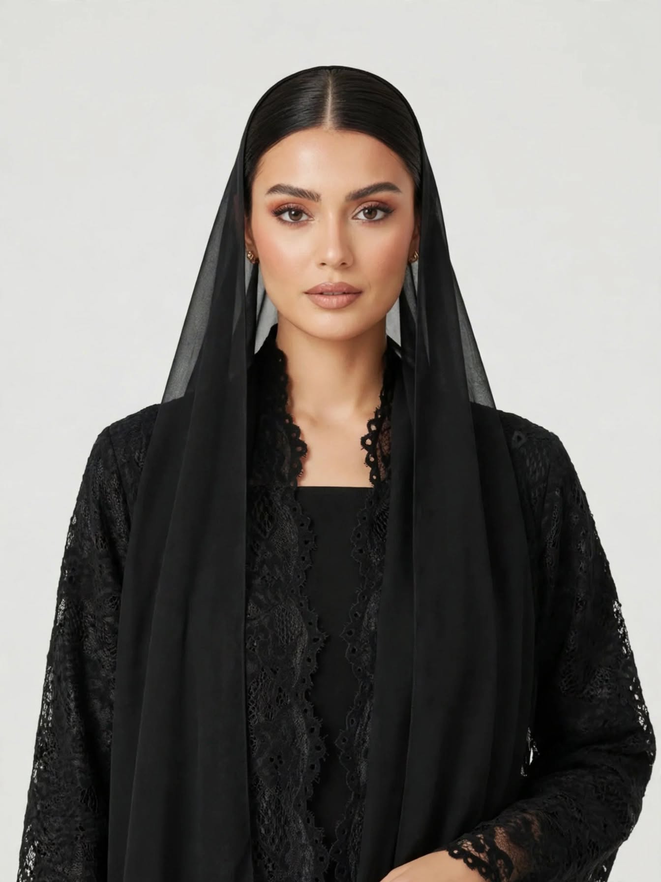 C 2776-03 Black Dantel Abaya