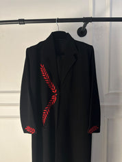 C 2776 Black Red Embroidered Abaya