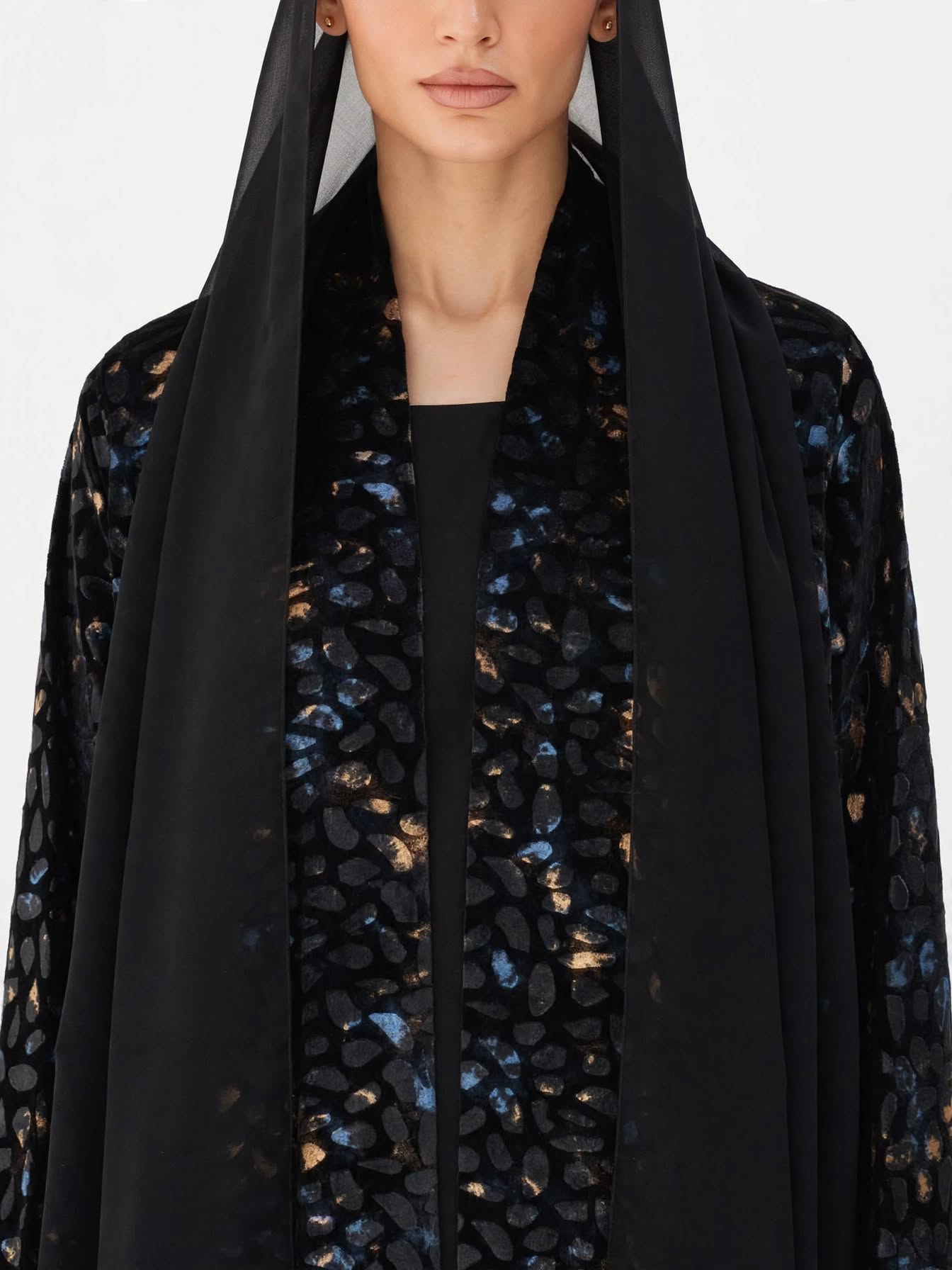 C 2777-01 Midnight Blue Velvet Abaya