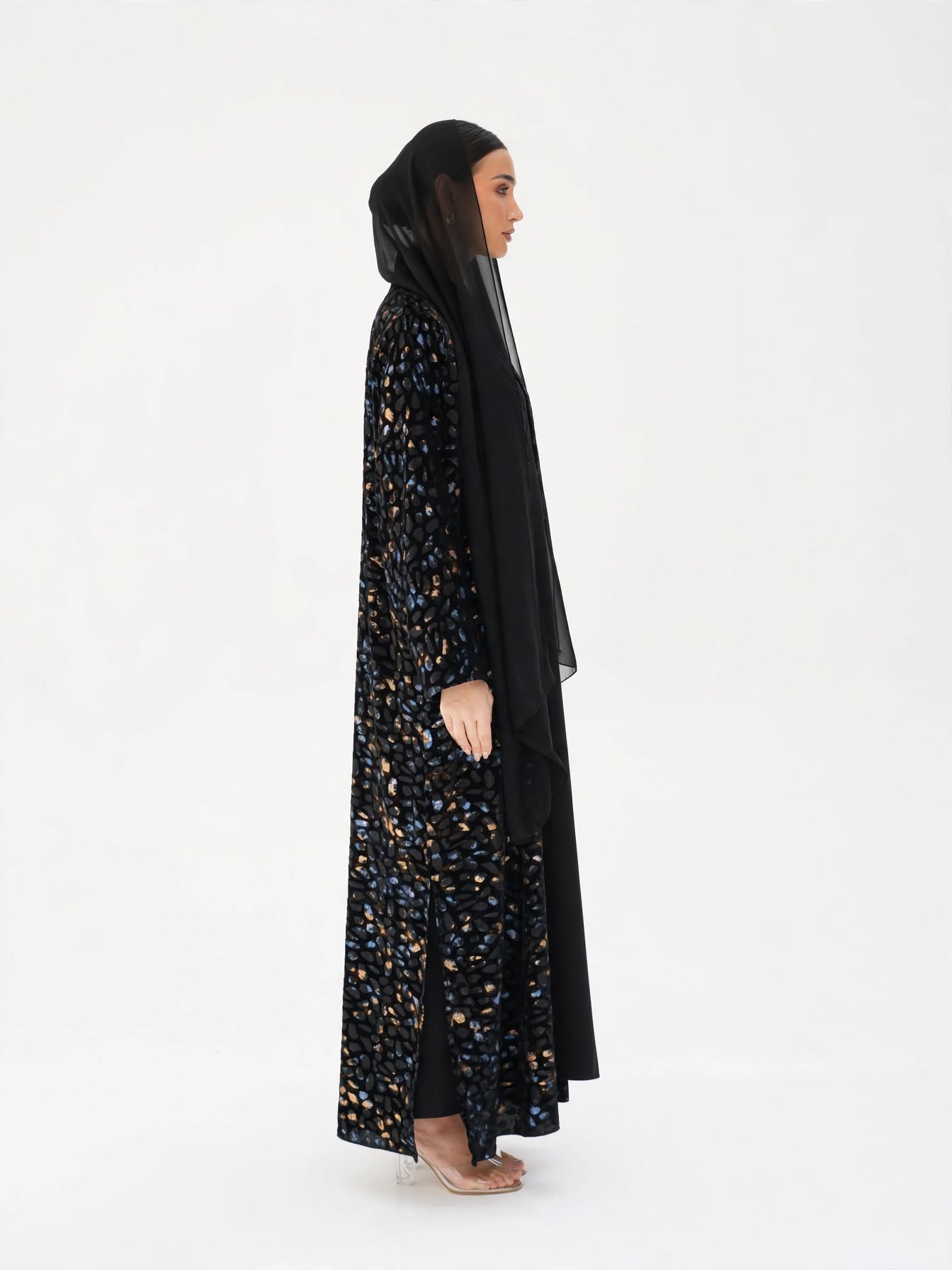 C 2777-01 Midnight Blue Velvet Abaya