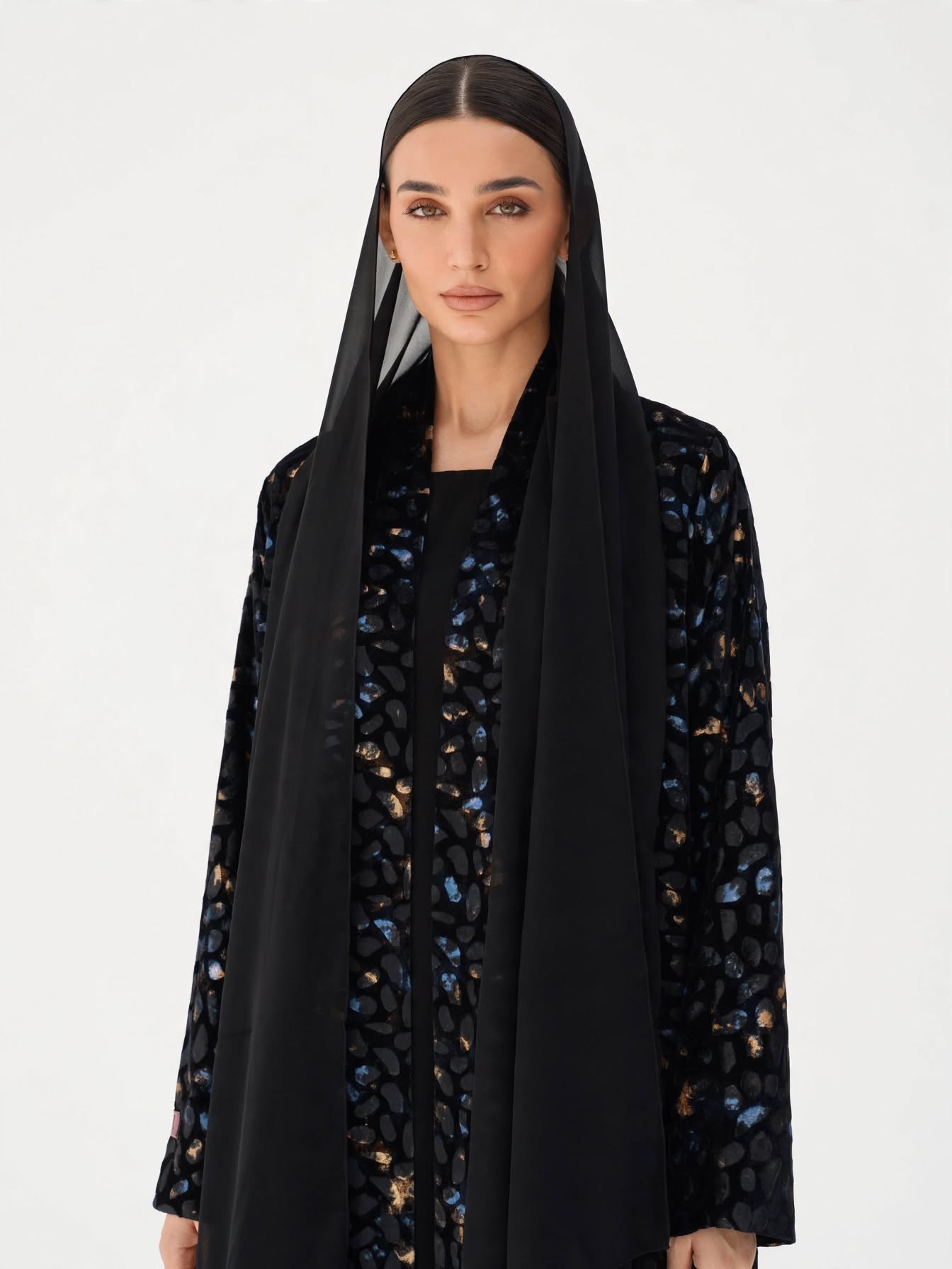C 2777-01 Midnight Blue Velvet Abaya