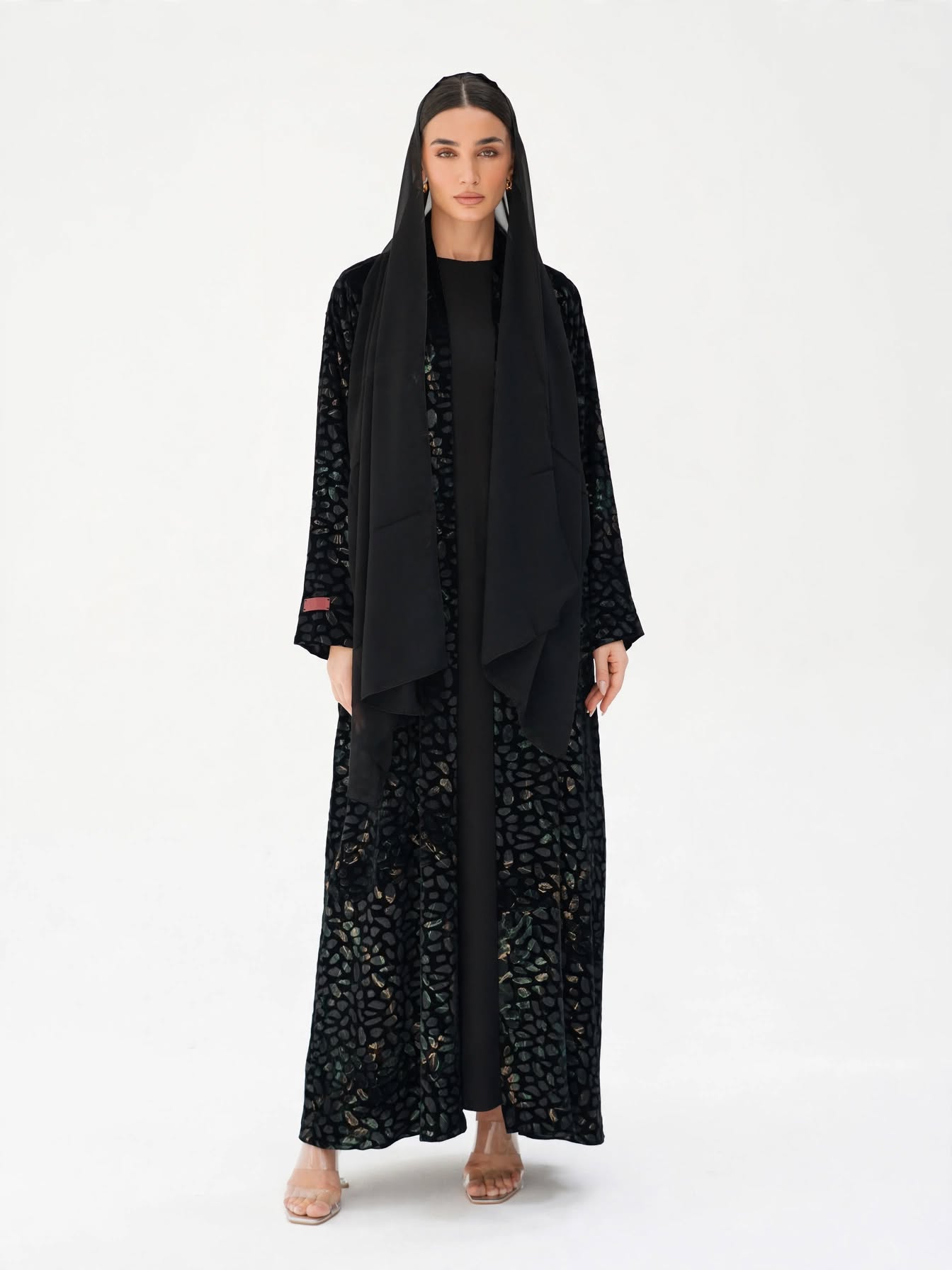 C 2777-02 Midnight Jade Velvet Abaya
