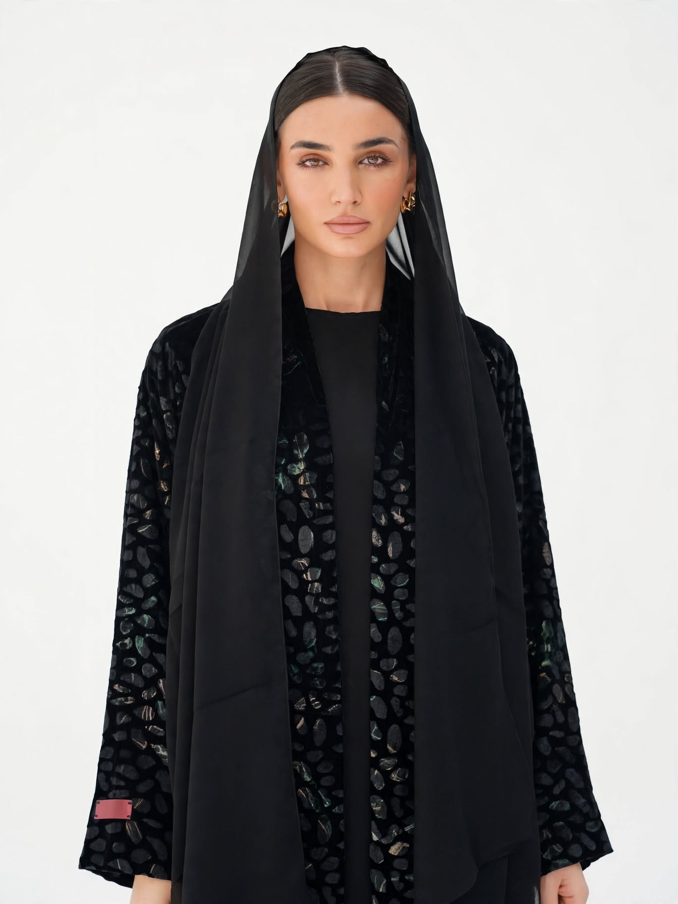 C 2777-02 Midnight Jade Velvet Abaya