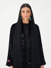 C 2777-02 Midnight Jade Velvet Abaya