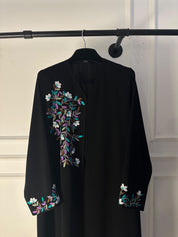 C 2777 Black Floral Embroidered Abaya