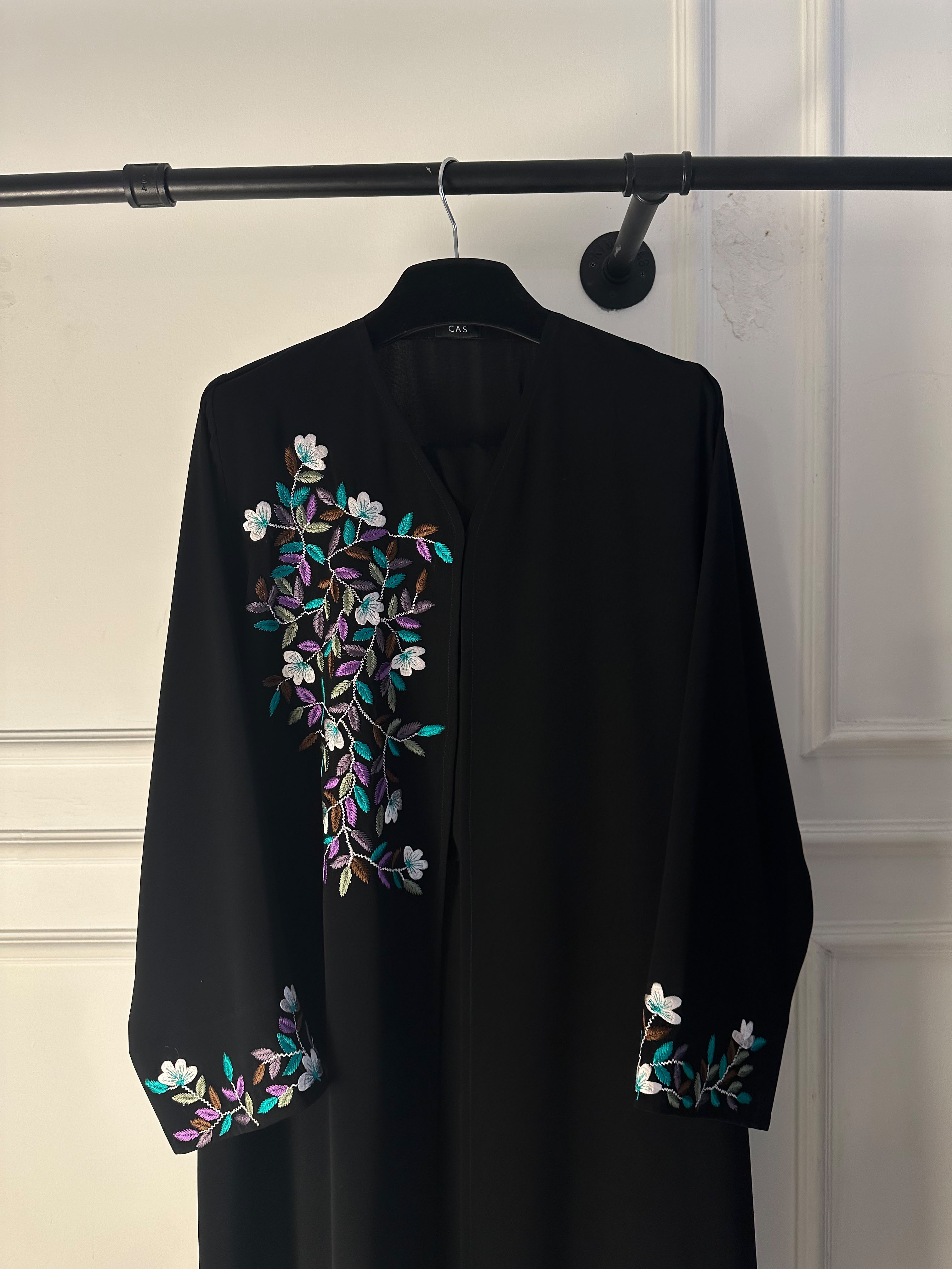 C 2777 Black Floral Embroidered Abaya