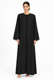 C 2780 Black Floral Lace Abaya