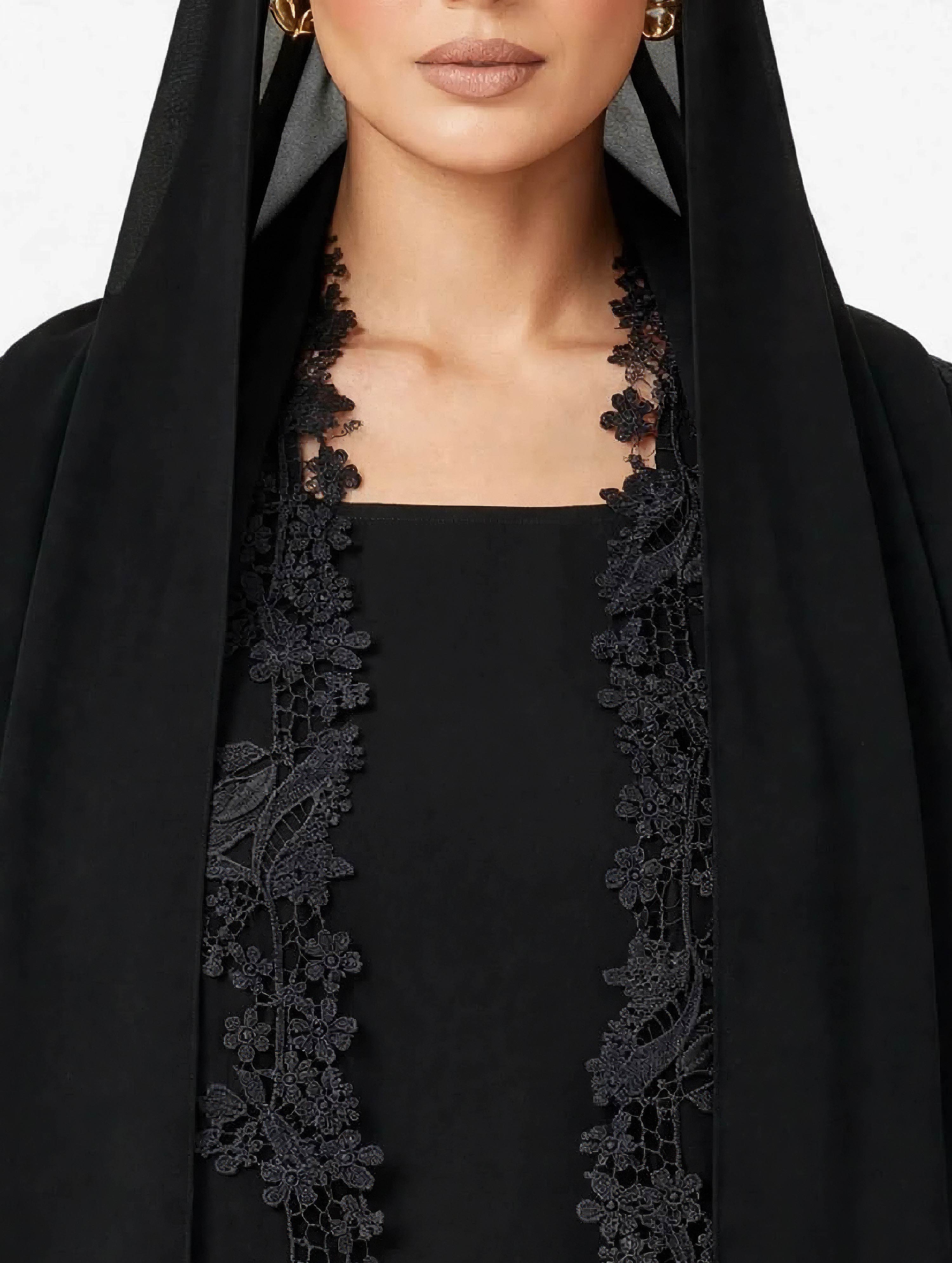 C 2783 Black Lace Abaya