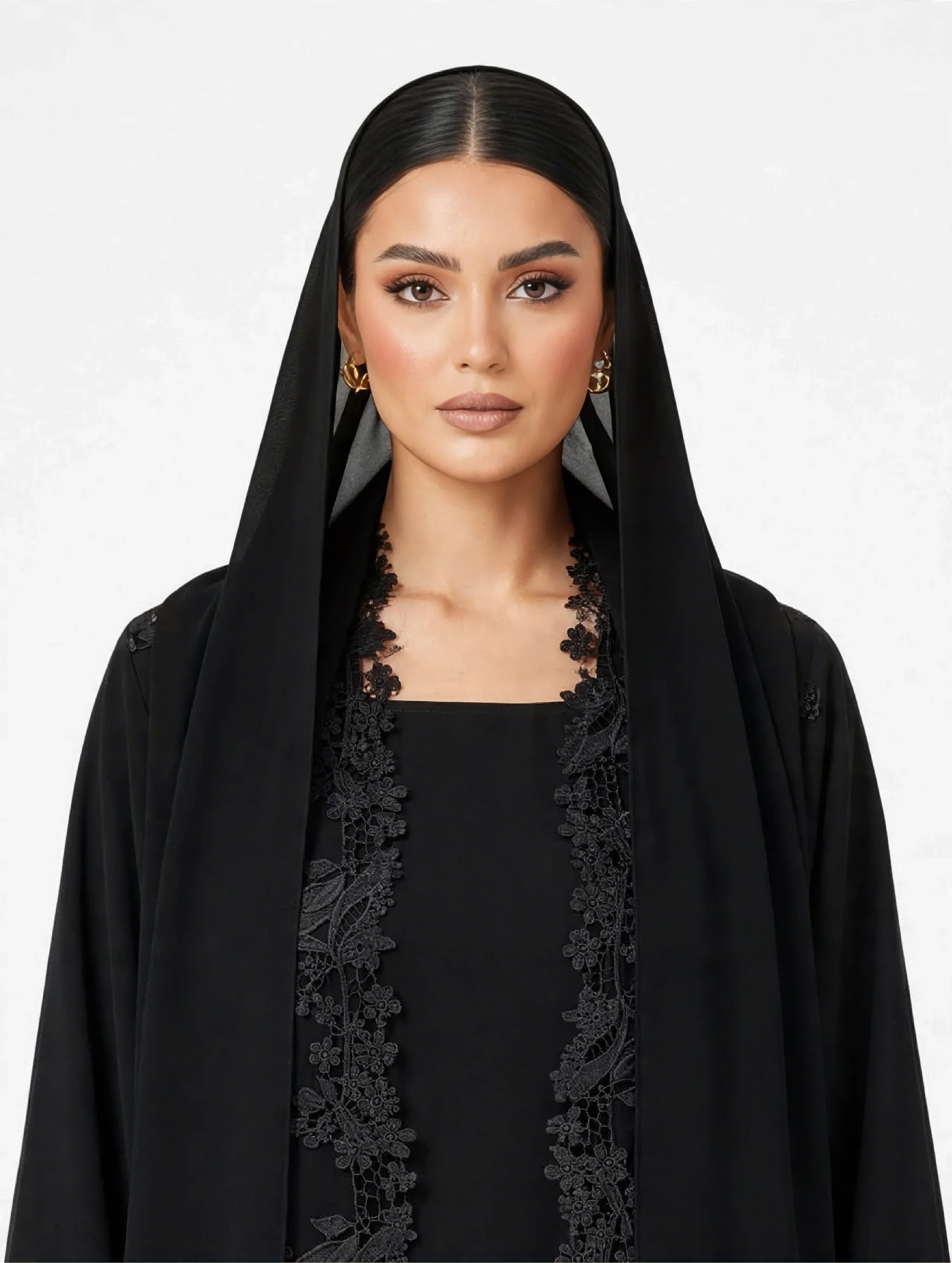 C 2783 Black Lace Abaya