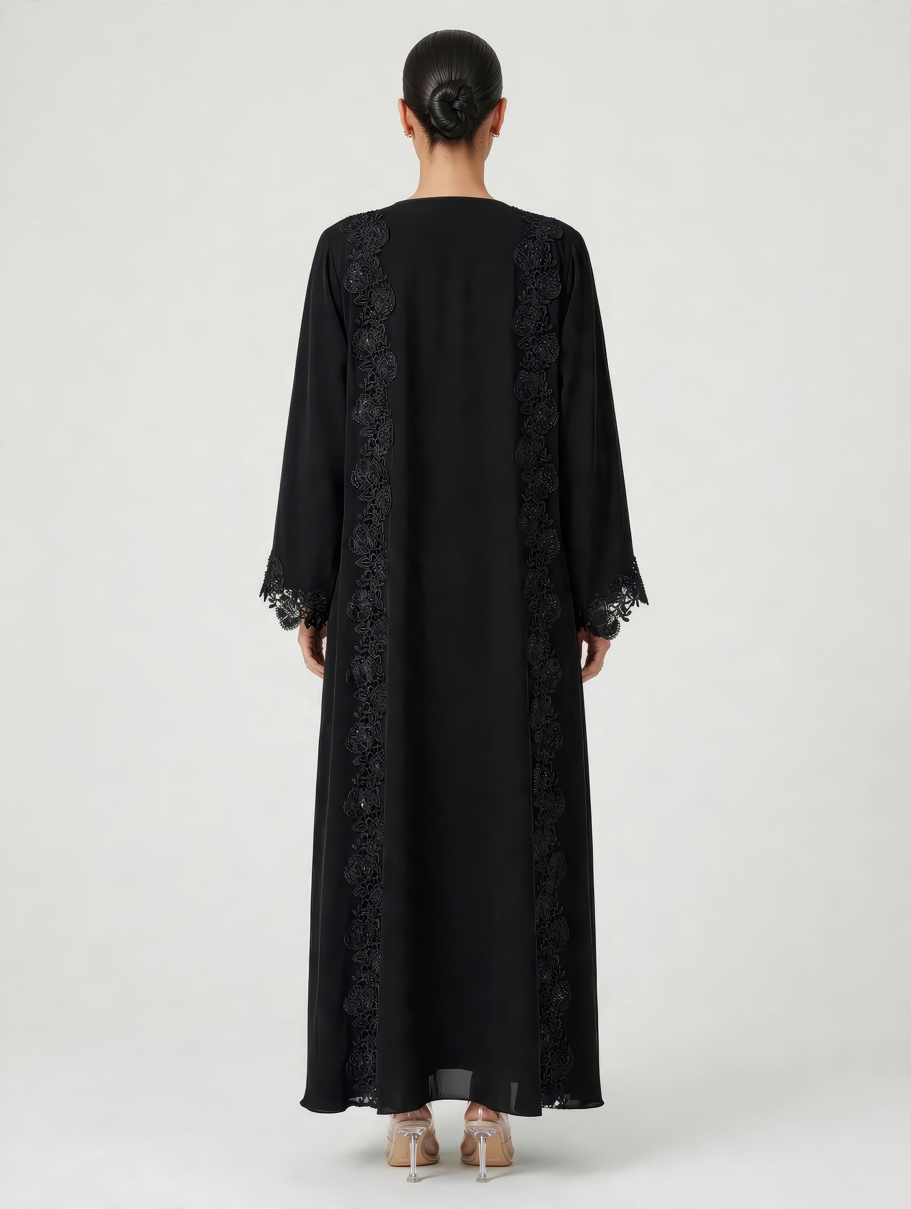 C 2786 Black Lace Abaya