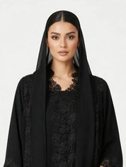 C 2786 Black Lace Abaya