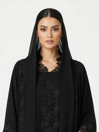 C 2786 Black Lace Abaya - XS / 50