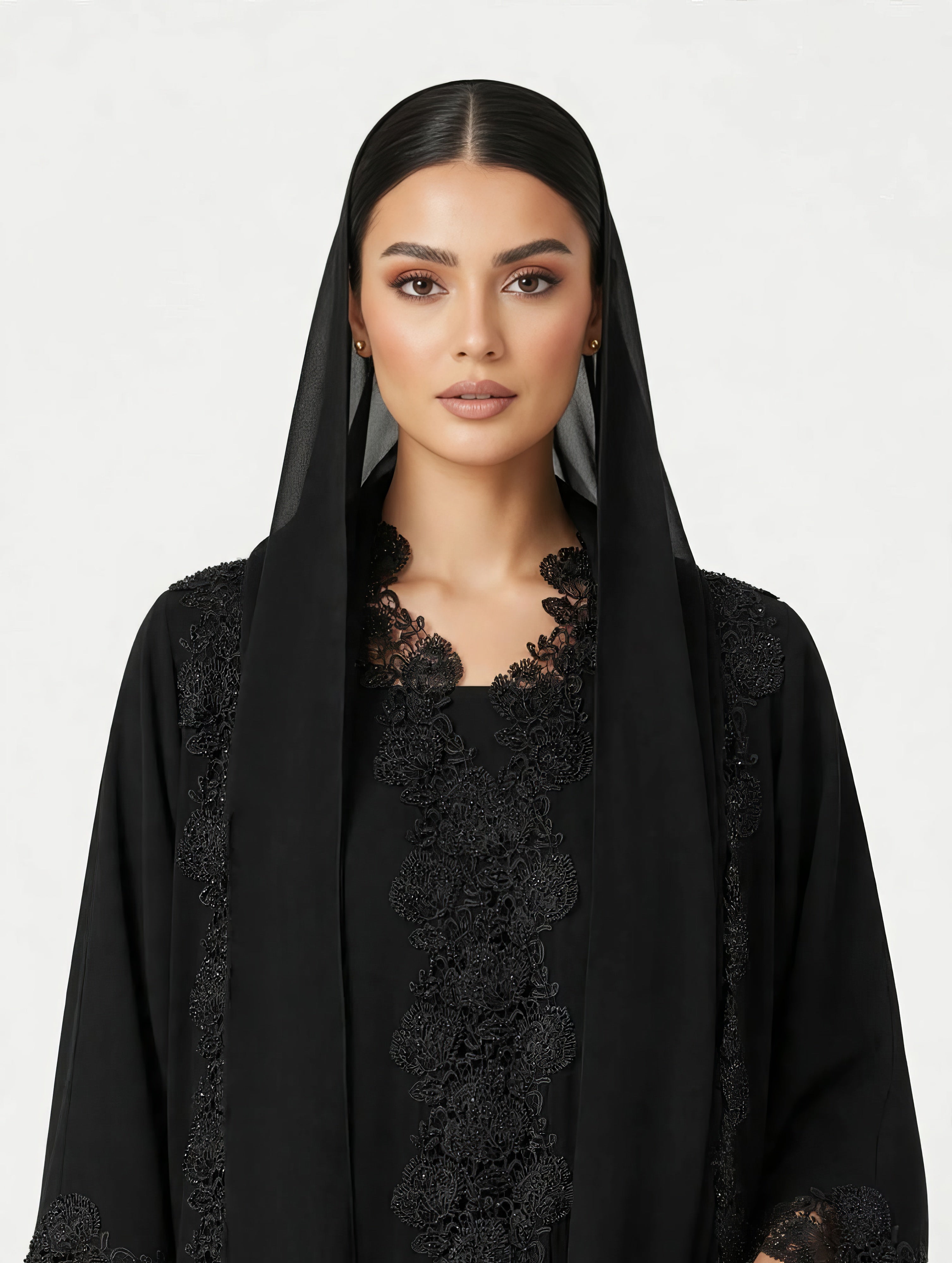 C 2786 Black Lace Abaya