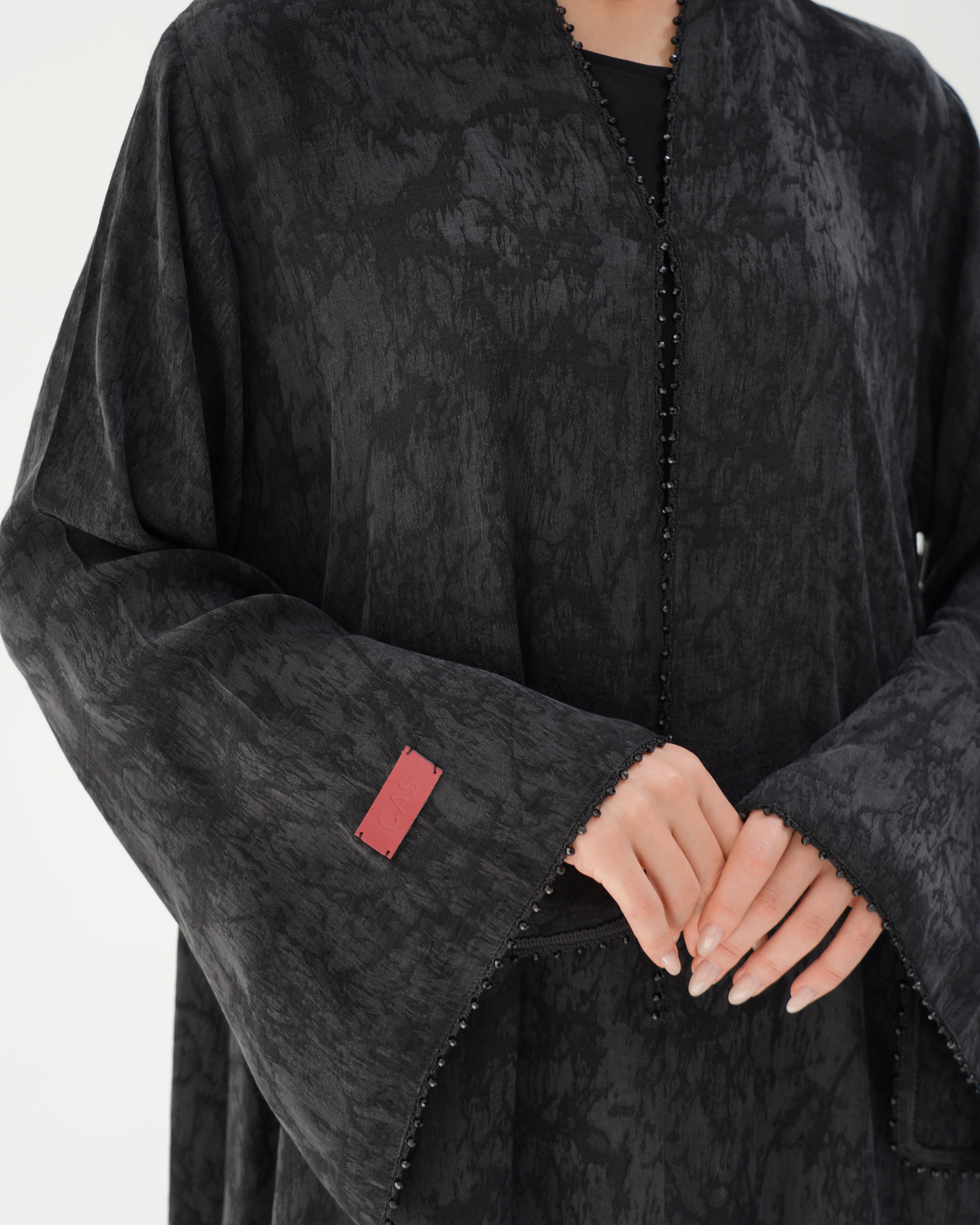 C 2786 Premium Silk Noir Abaya