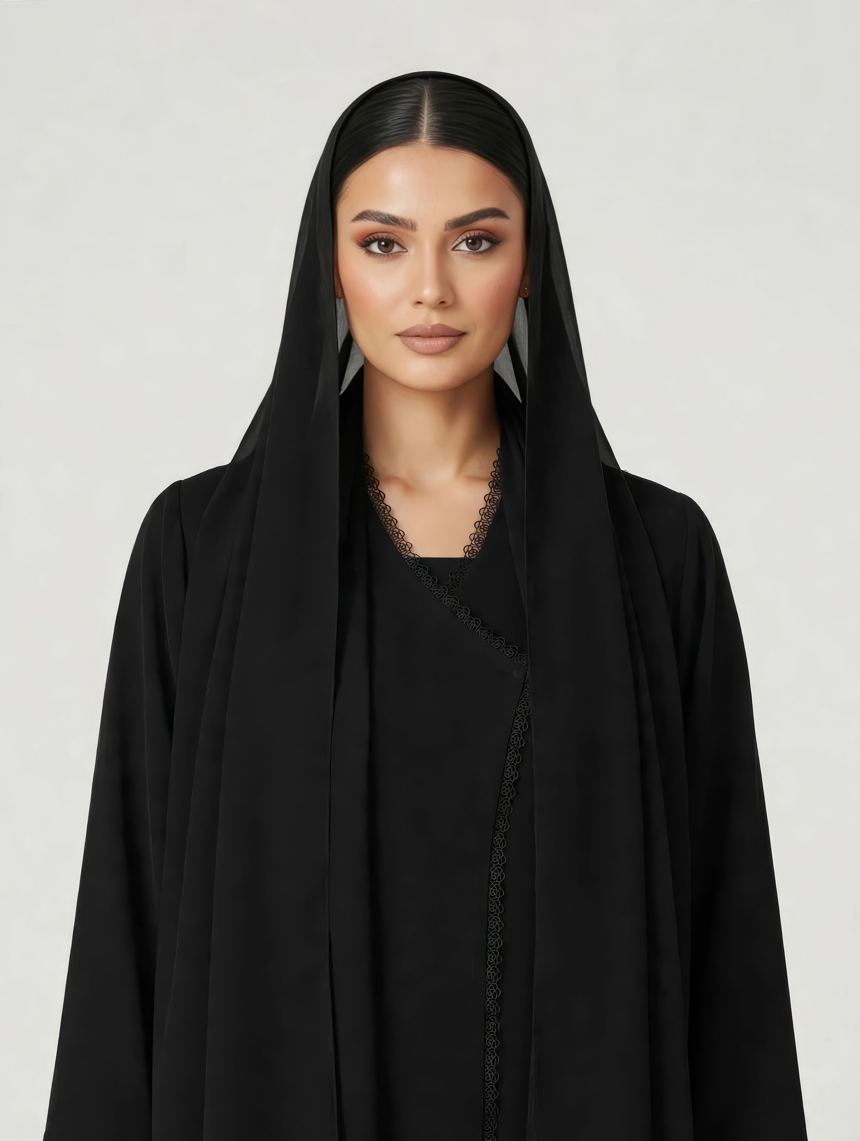 C 2787 Black Lace Abaya