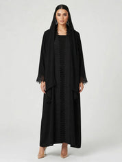 C 2788 Black Crystal Lace Abaya