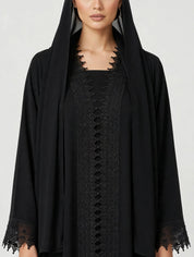 C 2788 Black Crystal Lace Abaya