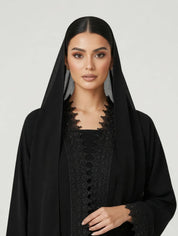 C 2788 Black Crystal Lace Abaya