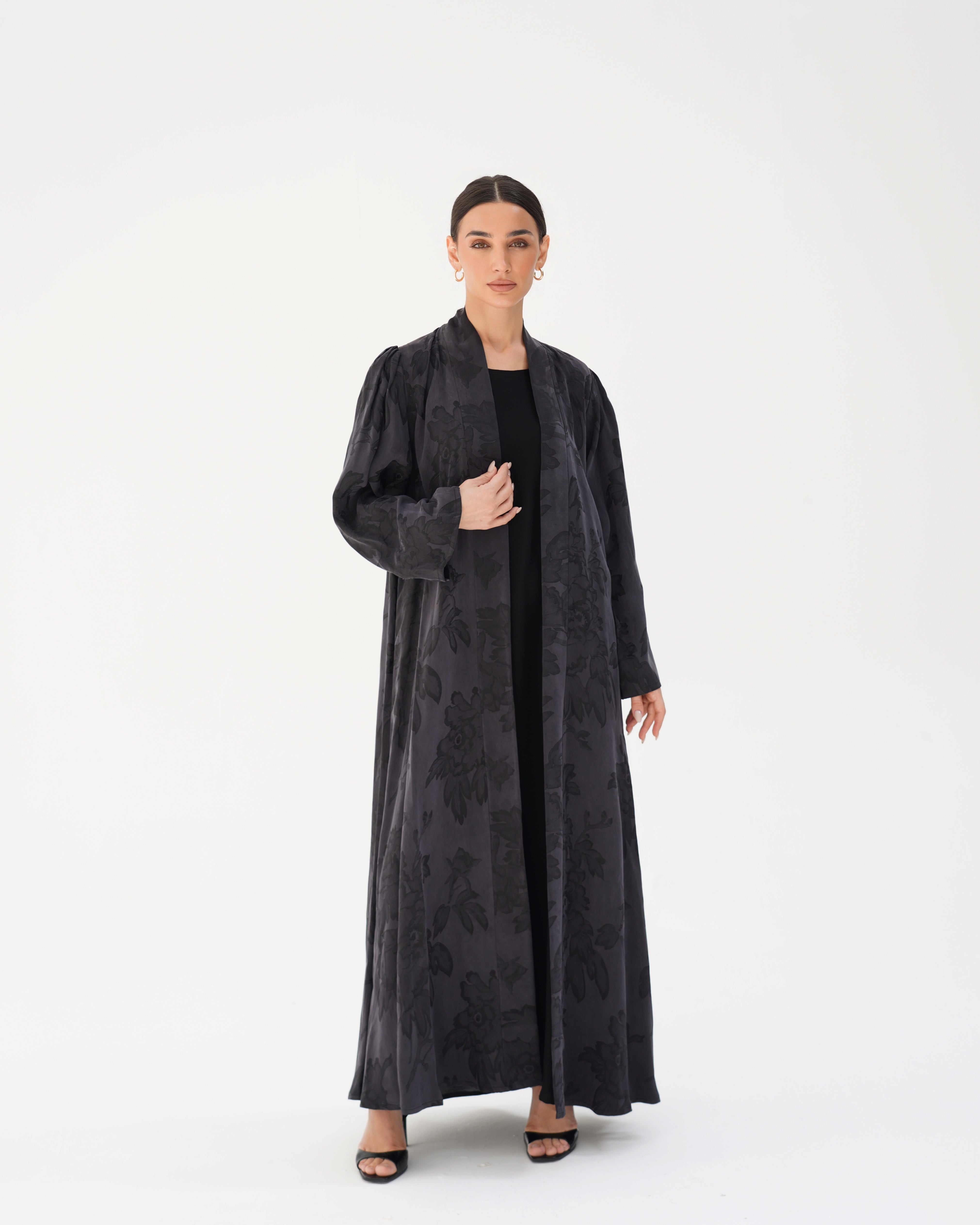 C 2789 Premium Black Rose Abaya