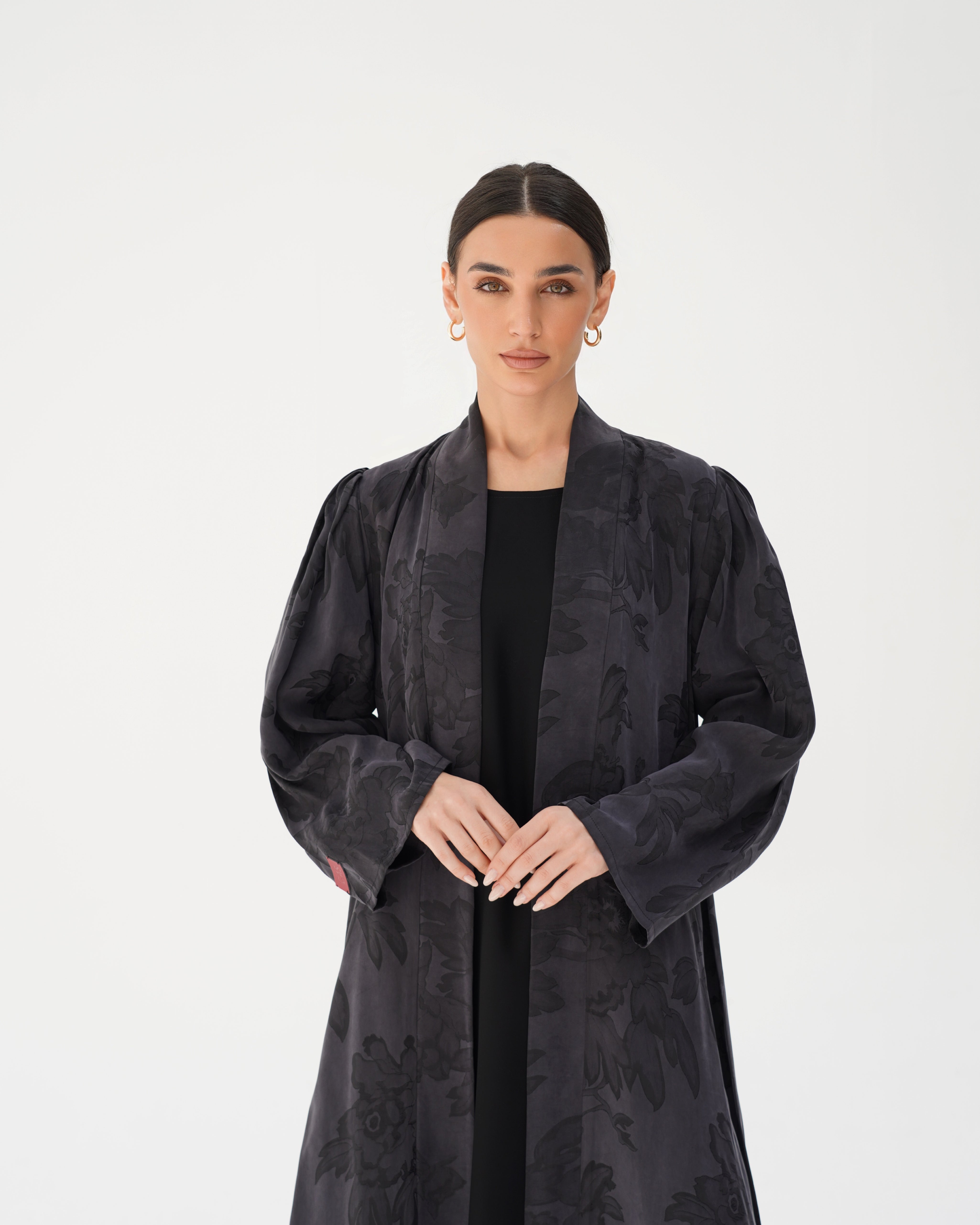 C 2789 Premium Black Rose Abaya