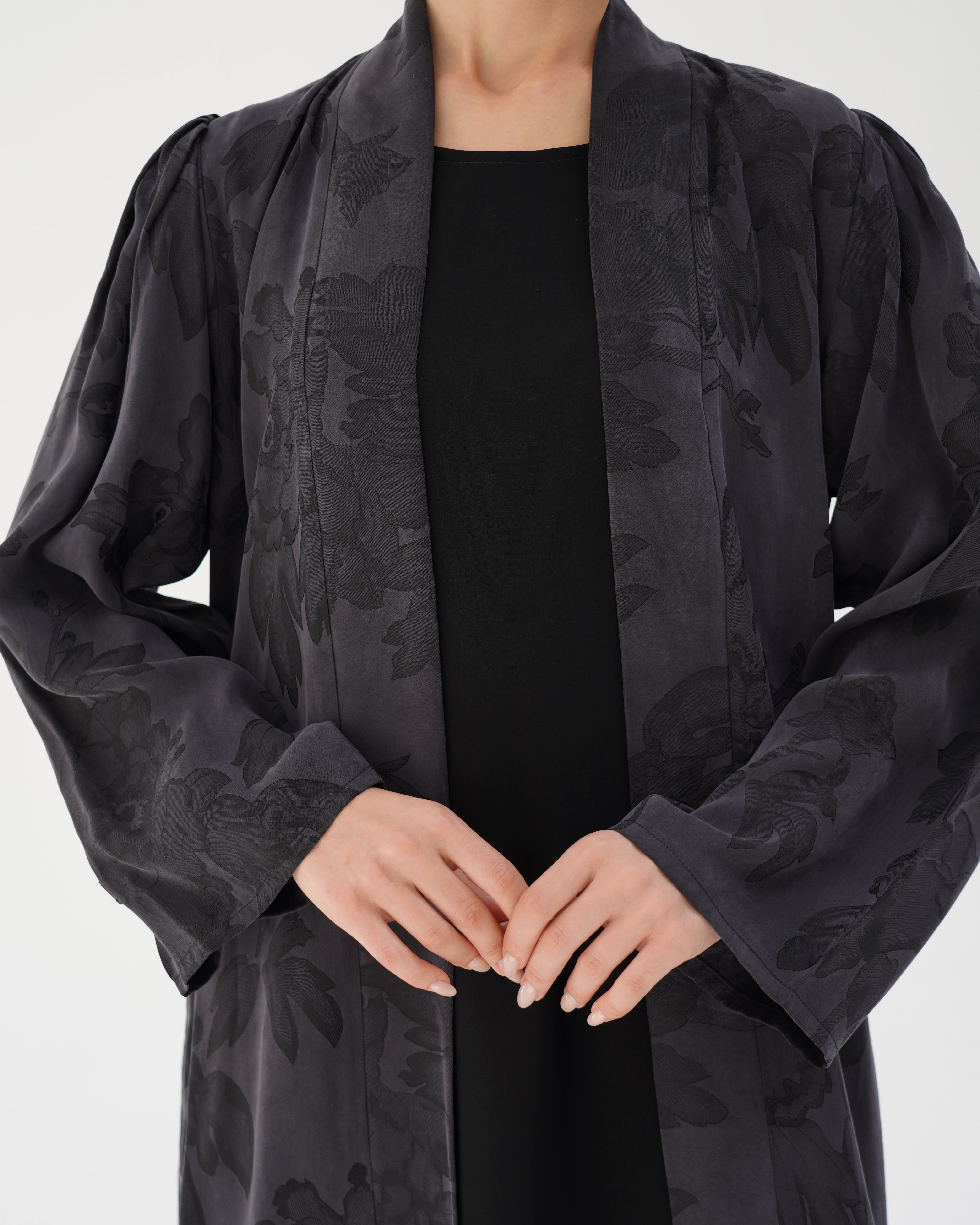 C 2789 Premium Black Rose Abaya