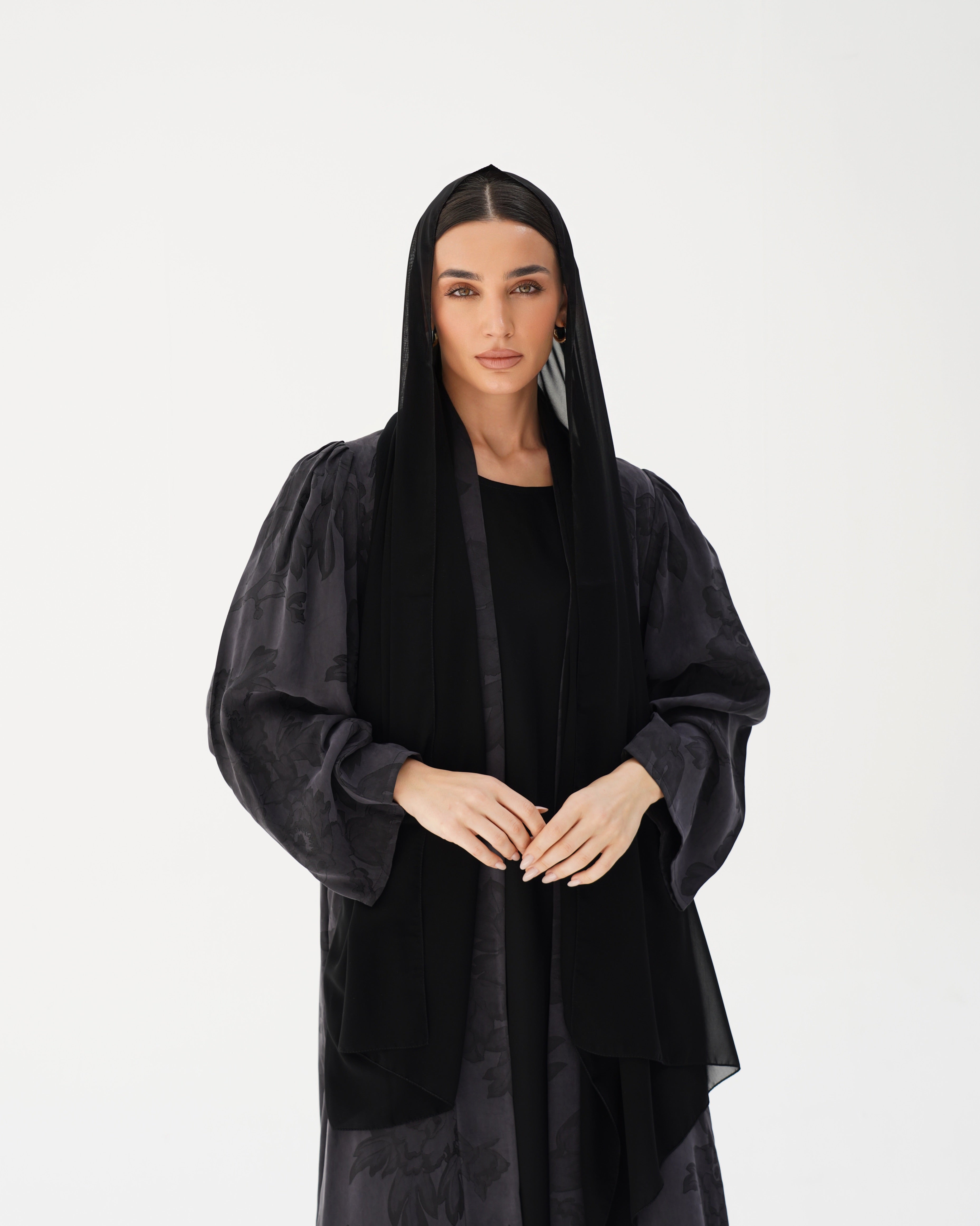 C 2789 Premium Black Rose Abaya