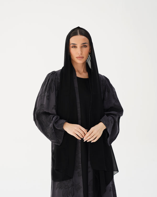 C 2789 Premium Black Rose Abaya
