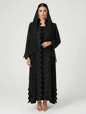 C 2790 Black Crystal Lace Abaya
