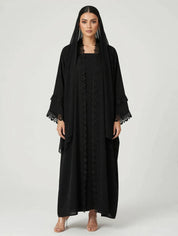 C 2791 Black Crystal Lace Abaya