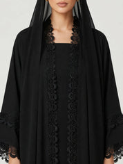 C 2791 Black Crystal Lace Abaya