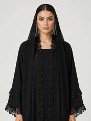 C 2791 Black Crystal Lace Abaya