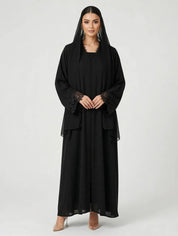C 2793 Black Crystal Lace Abaya