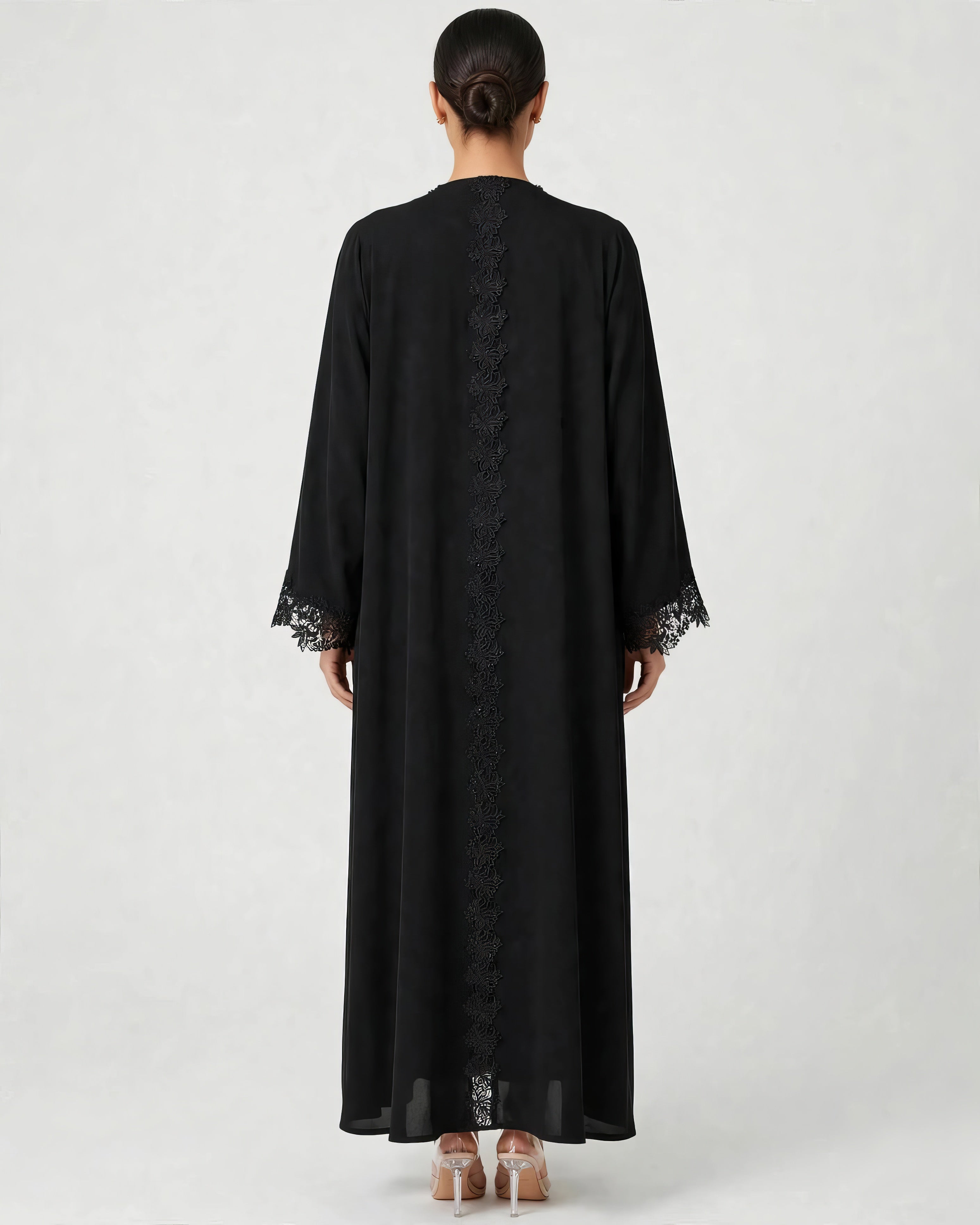 C 2793 Black Crystal Lace Abaya