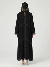 C 2794 Black Floral Lace Abaya